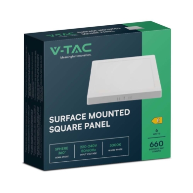 Panel V-TAC SKU10494 VT-60006 6500K 6W 660lm