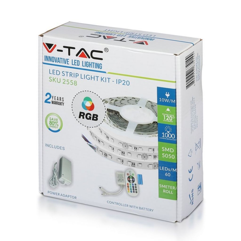 Taśma V-TAC SKU2558 VT-5050 60 IP20-RGB RGB 10W 10