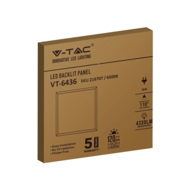 Panel V-TAC SKU216707 VT-6436 6400K 36W 4320lm