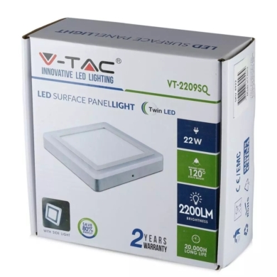 Panel V-TAC SKU4930 VT-2209 6000K 22W 1800lm