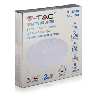 Plafon V-TAC SKU7604 VT-8418 3000K-6400K 18W 1080l