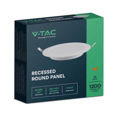 Panel V-TAC SKU7861 VT-61012 3000K 12W 1200lm